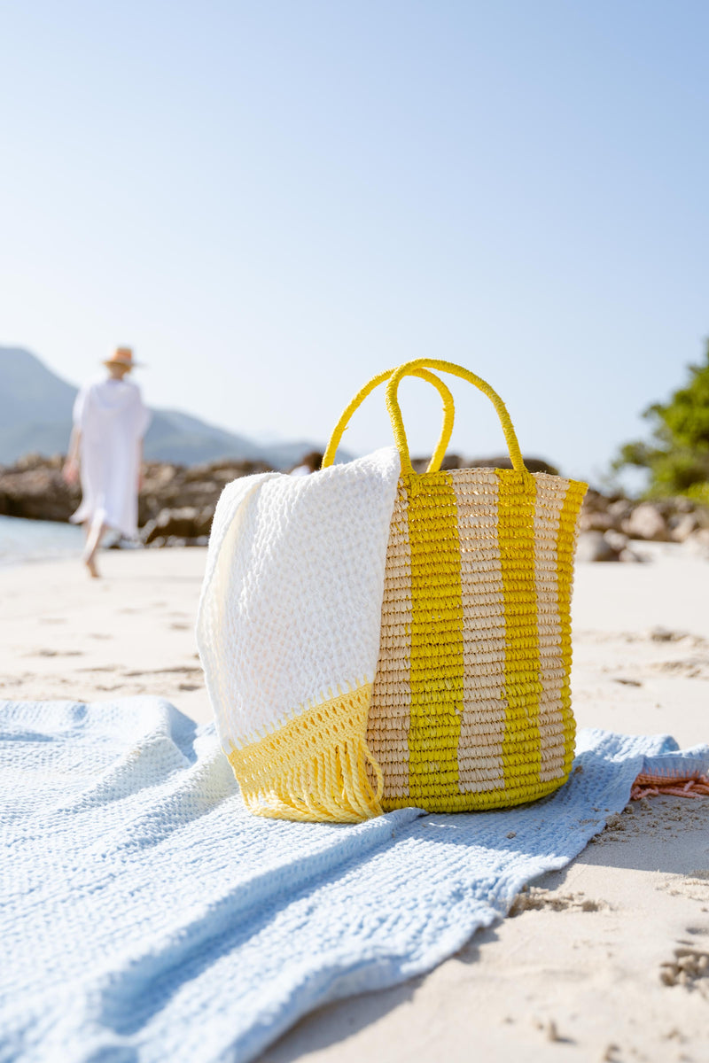 Bucket Beach Tote - With Stripes – Sun Seekers